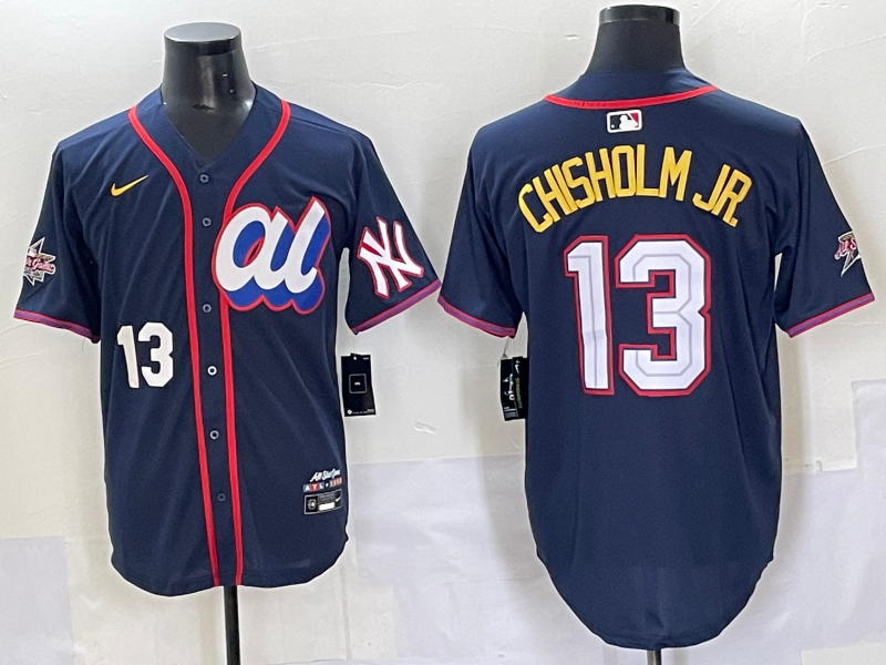 Men 2025 New York Yankees #13 Chisholm Jr Drak Blue All star Blank Blue Nike MLB Jersey style 002->women mlb jersey->Women Jersey